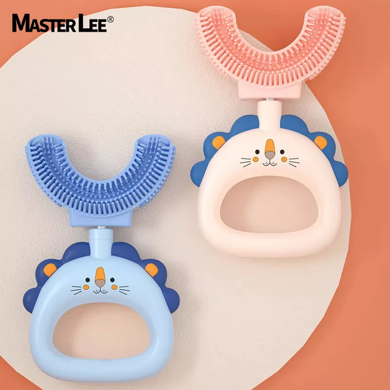 Masterlee Silicon Baby children two sizes U shape gel tooth brush rainbow lion kid oral tools tooth brush
