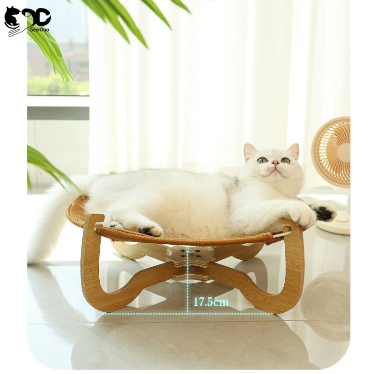 Geerduo New Summer Use Heavy Duty Durable Portable Elevated Cool Breathable Rattan Pet Dog Cat Bed Nest