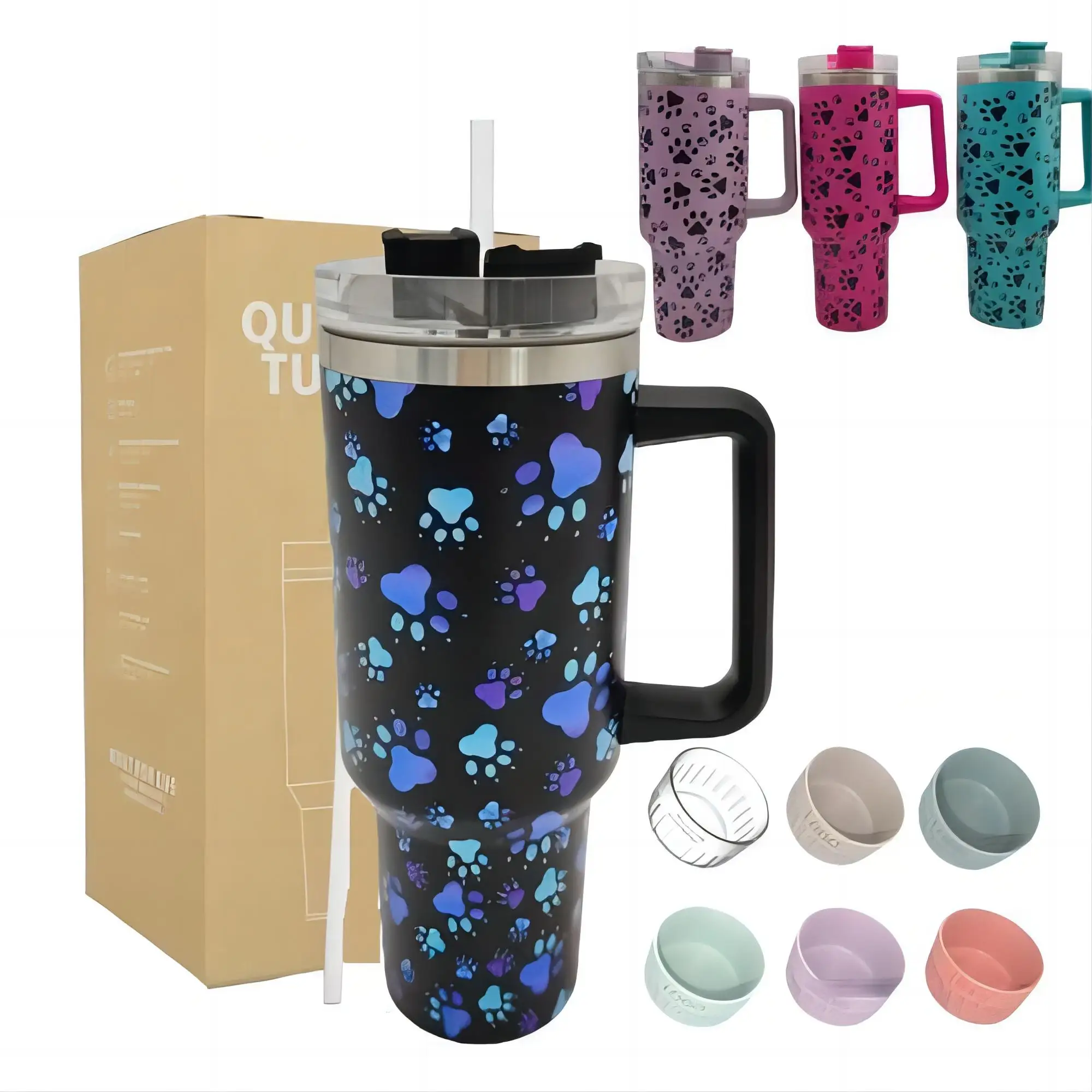 40oz Tumbler with Handle and Straw for Hot and Cold Drinks Perfect for Travel