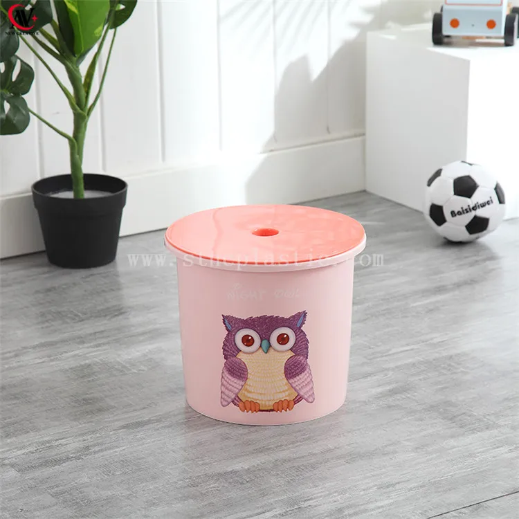 27.5*27.5*24.5CM Owl Plastic 2 in 1 Storage Step Stool