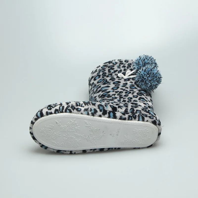 Trendy Dot Design Pattern Print Fleece With Bulb Decorative Soft Sherpa Lining Winter Indoor Women Boots