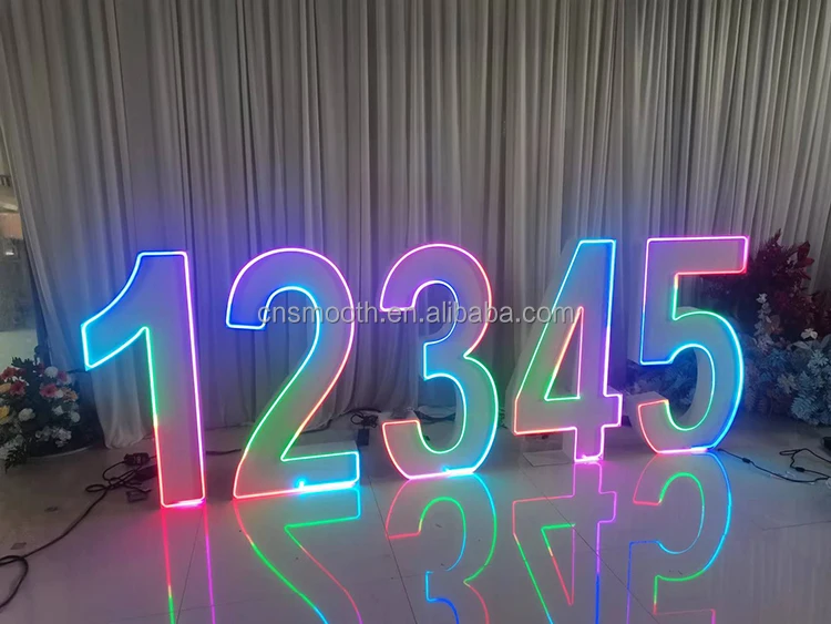 Гладкие индивидуальные Меняющие цвет светодиодные буквы RGB светящиеся цифры шатры для свадьбы