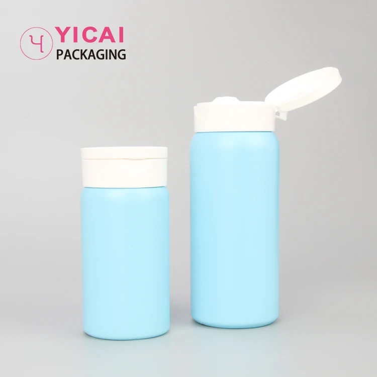 Косметика 30 г 1 унция 50 80 100 150 200 HDPE пластиковая детская голубая портативная мини-бутылка для протеинового талькового порошка контейнер