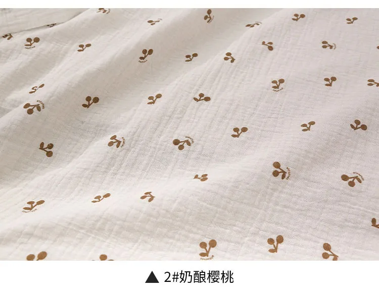 Ткань с принтом из 100% хлопка двойная крепированная марлевая ткань Crinkled cheery print для детских брюк