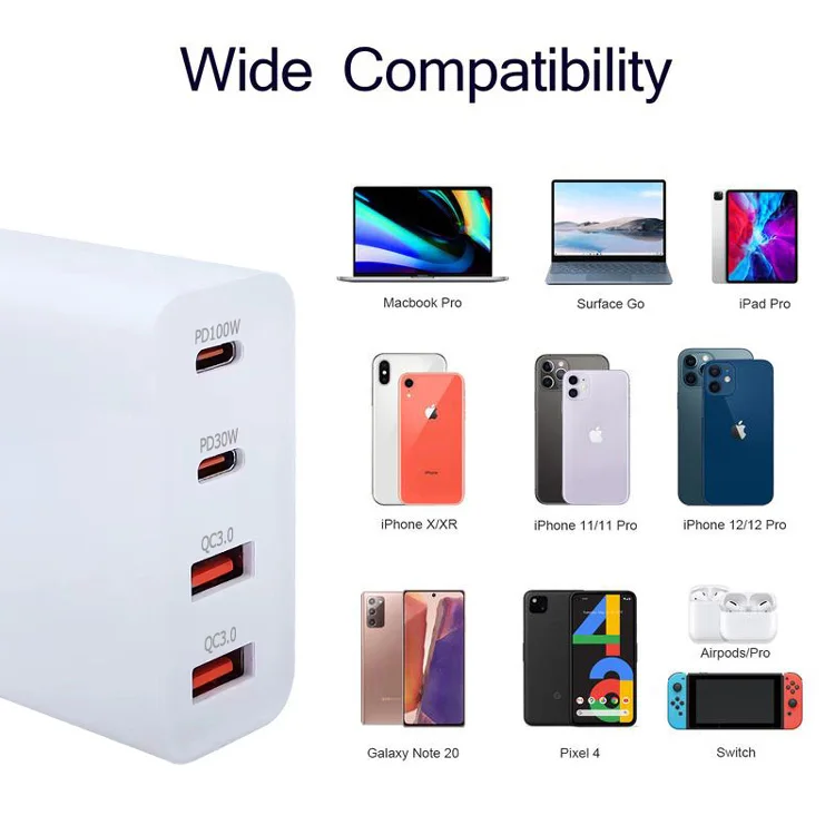 USB C GaN Charger PD 3.0 Quick Charge 100W Fast Charging For iPhone Xiaomi Samsung iPad Tablet QC3.0 Type C Mobile Phone Adapter