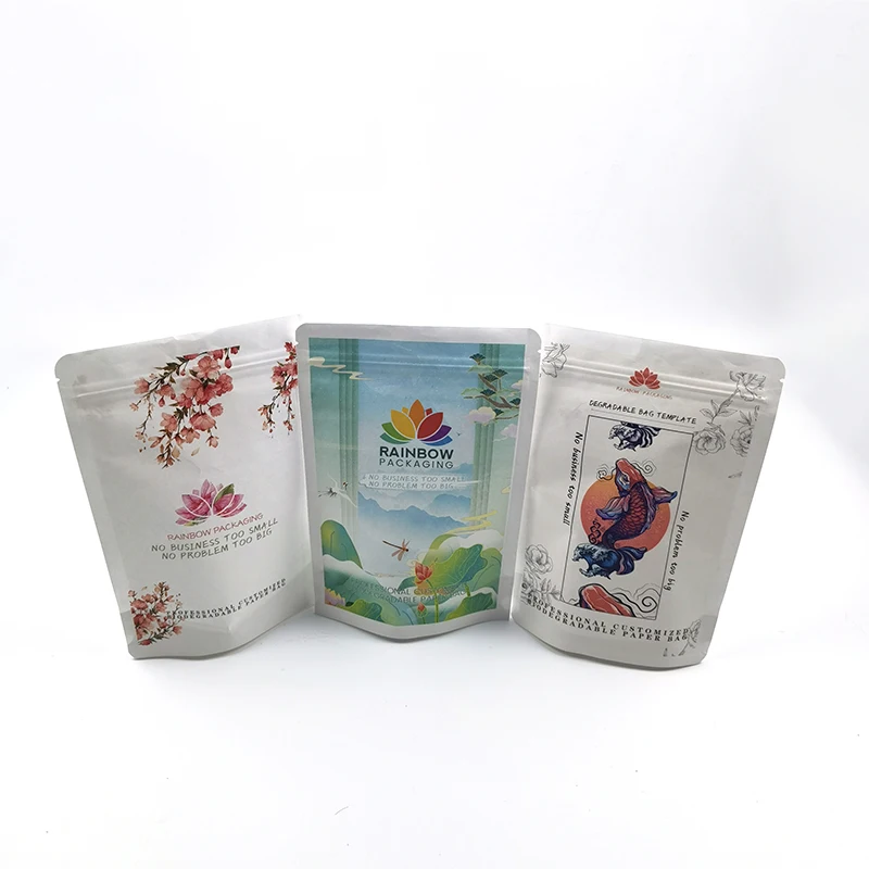 One Side Clear Transparent Kraft Paper Ziplock Stand Up Paper Pouch With Zipper Wholesale Price