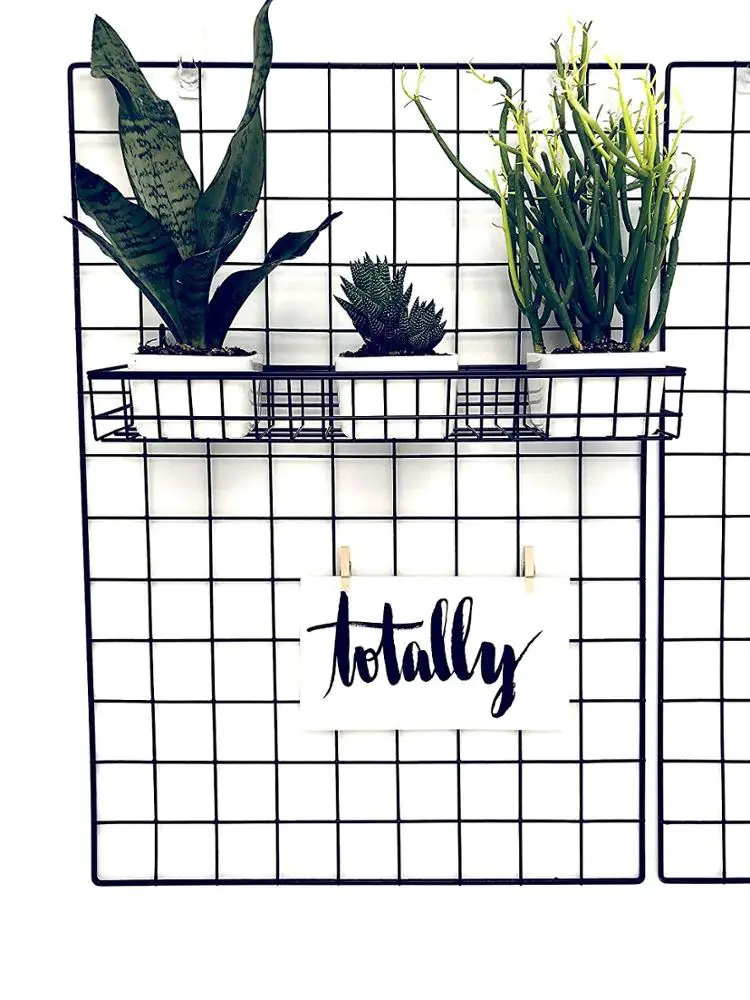 Set of 2 Grid Photo Wall Rectangle Iron Rack Clip Photograph Wall Hanging Picture Wire Wall Grid For Home Decoration