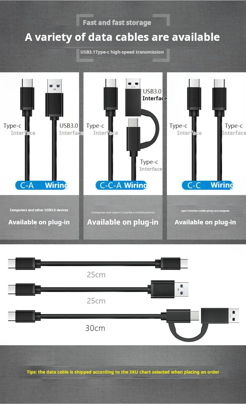 M.2 hard drive box usb3.1type-c supports ngff/nvme dual protocol metal external movable hard drive box