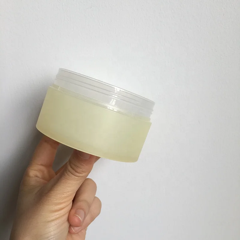 High-end 100ml matte yellow orange double wall PP plastic cream jar for cleansing balm jar with spoon