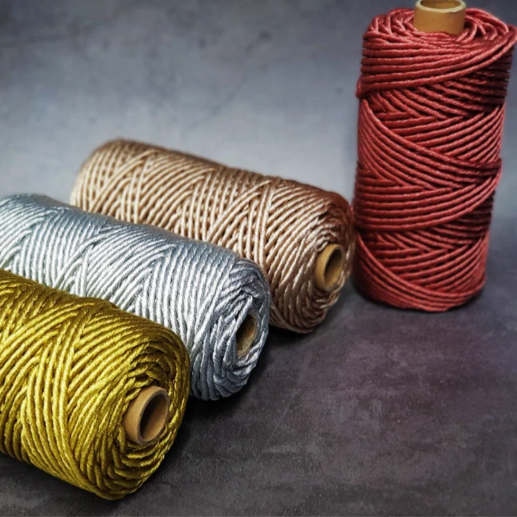 Ropemate 3 мм металлический с одинарной нитью золото макраме шнур Мягкий 1 слой шампанское веревка для изготовления