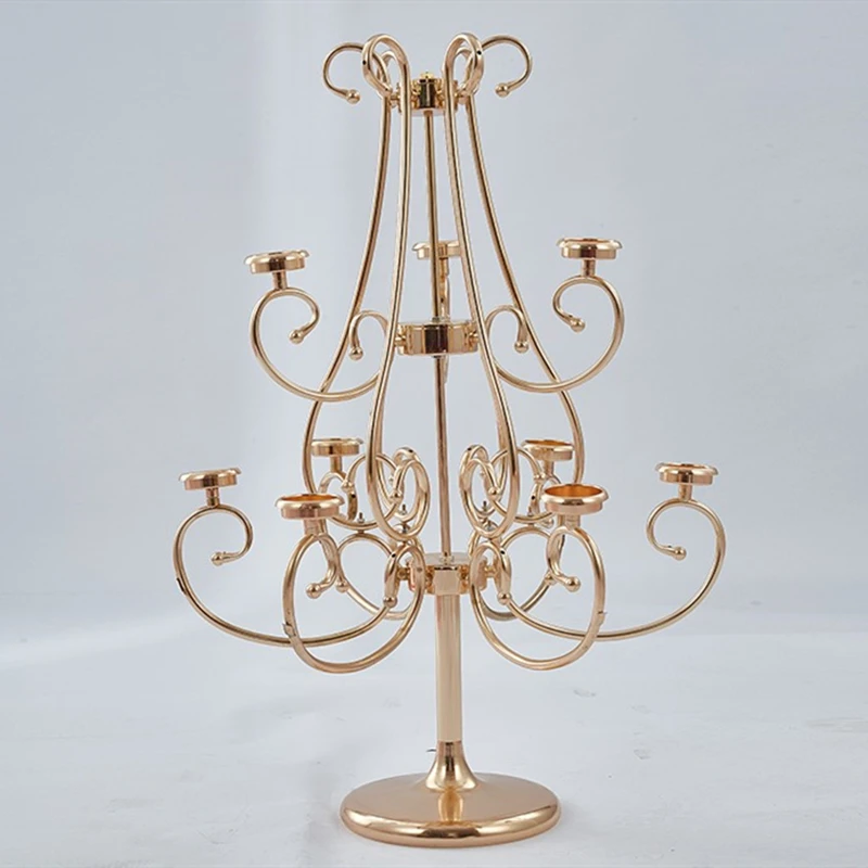
Metal Candelabra 9 Arms Candle Holders Flowers Stands Wedding Table Centerpieces Road Lead Christmas For Home Party Decoration 
