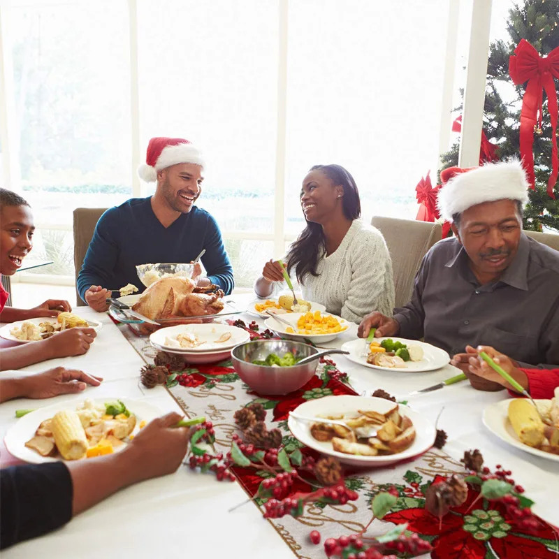 Christmas Flower Table Flag Cotton Linen Embroidery Family Table Decoration Christmas Decoration Tablecloth