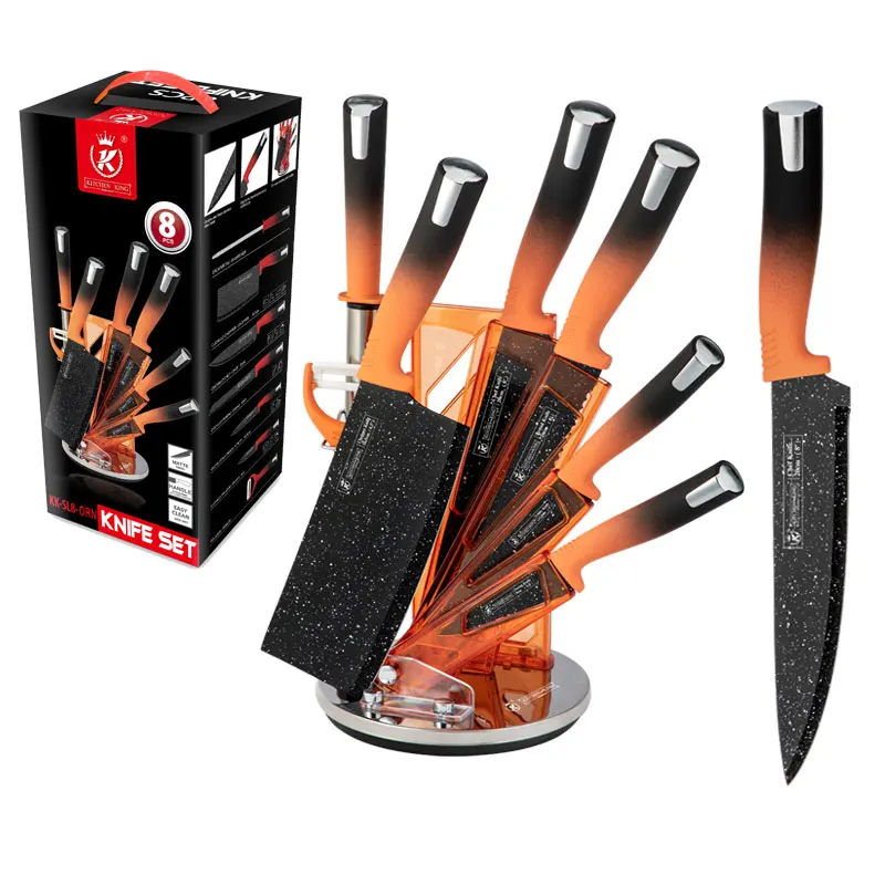 Кухня повар 8 шт набор ножей находится в подарочной коробке градиентный оранжевый ручка из нержавеющей стали с антипригарным покрытием набор ножей