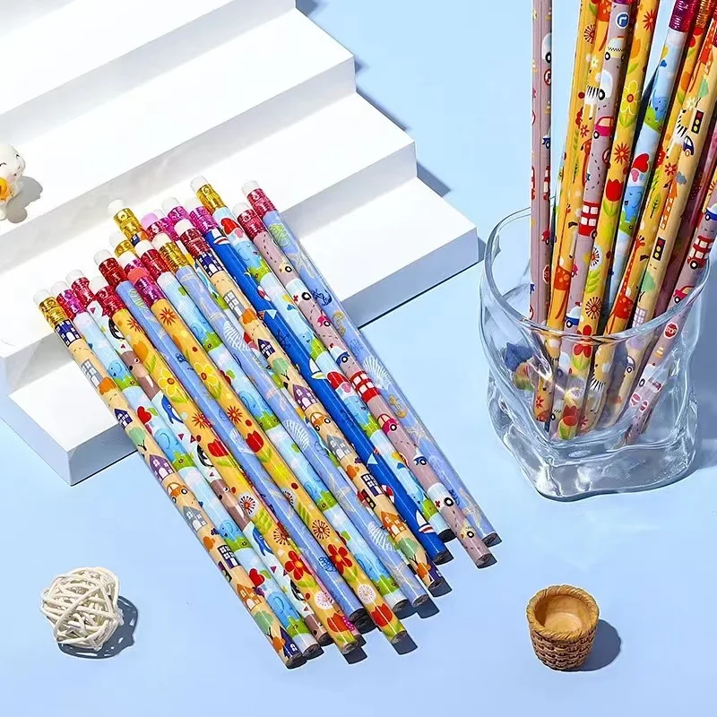 student nice pencil with eraser China stationary factory cheap wholesale black wooden pencil custom HB wood pencil for OEM