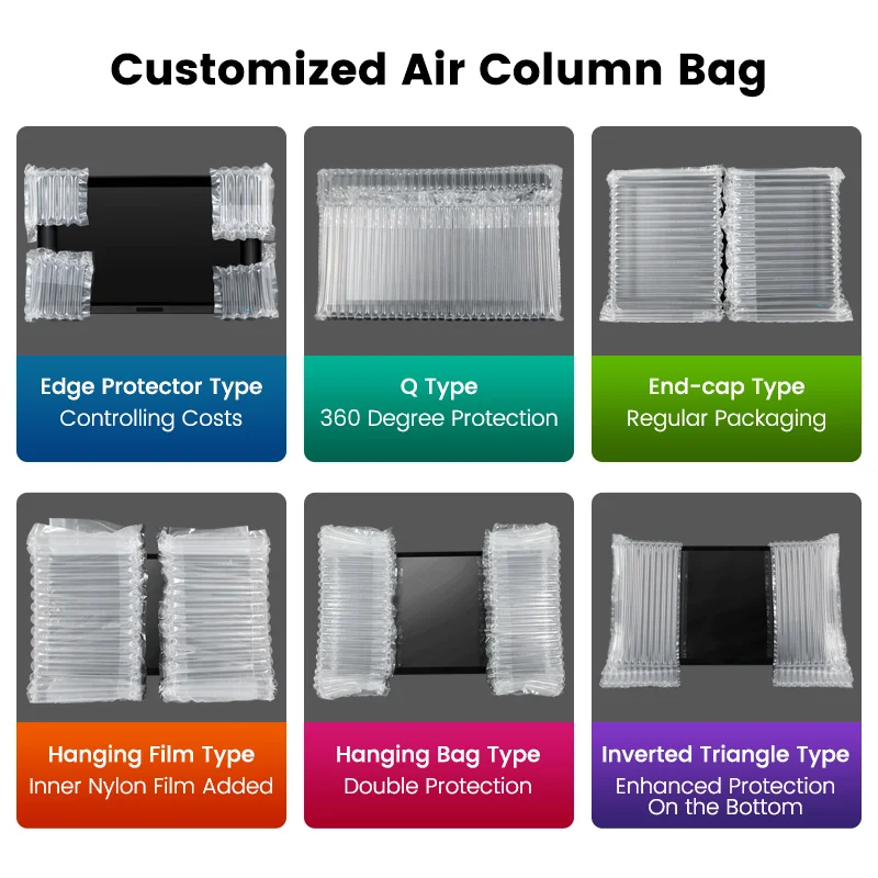 Custom TV Edge Protector Shock Resistant Air Column Bubble Pouch Bag Tube Packaging