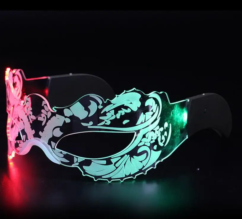 LED Visor Glasses Light Up Futuristic Lace Pattern Glasses Luminous Eyemasks Birthday Rave Party Holiday Club Bar Decorations