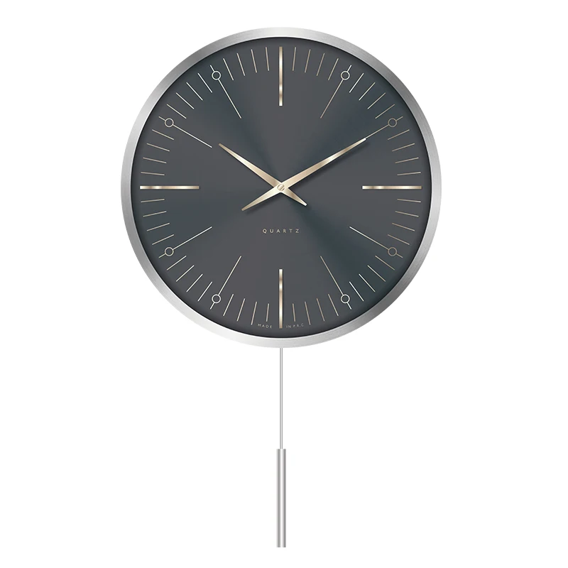 Aluminum Pendulum clock modern design decorative silent sweep pendulum chiming wall clock 13 inch
