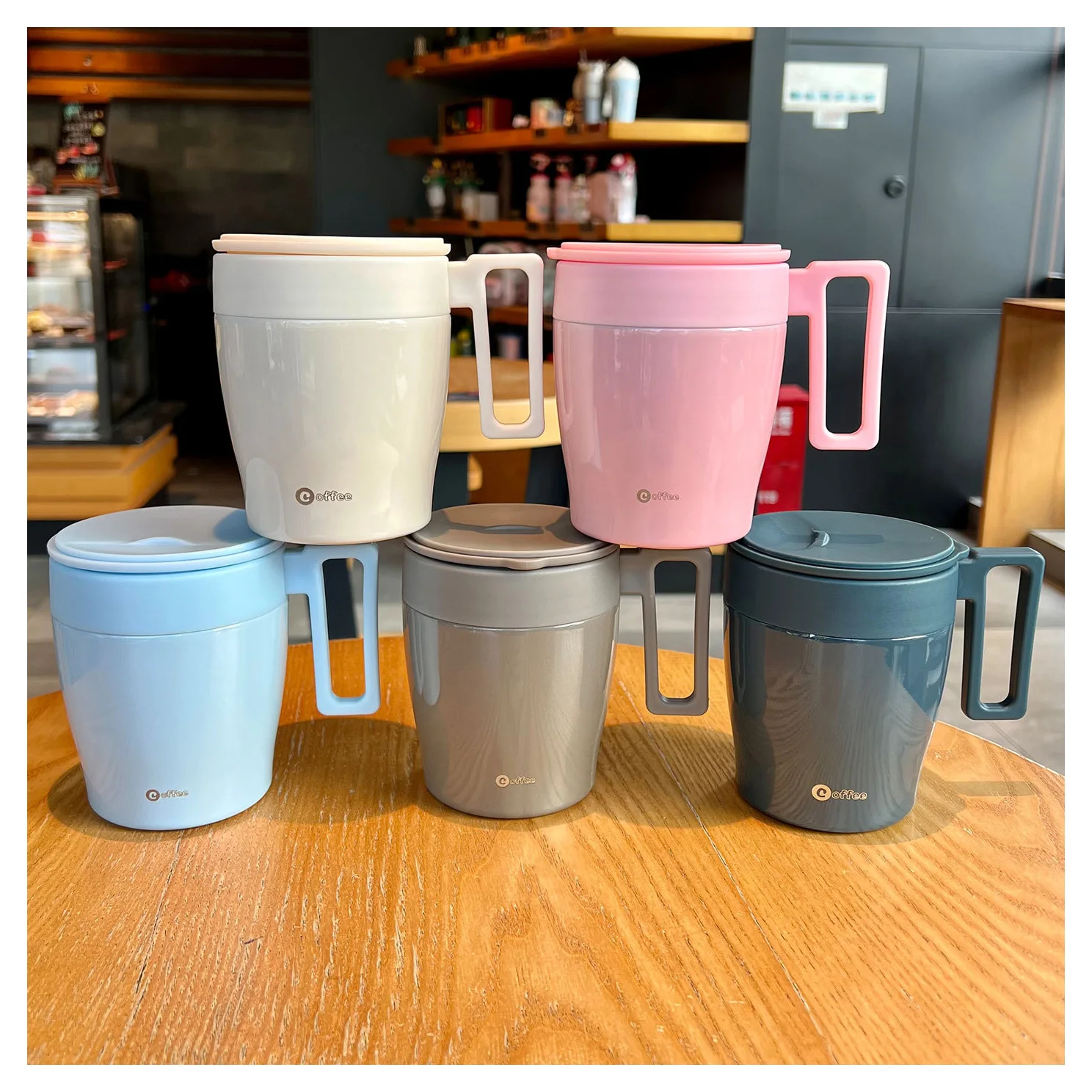 New Style 330ml 12oz Stainless Steel Double Wall Insulated Travel Mug Coffee Cup with Handle and slide lid