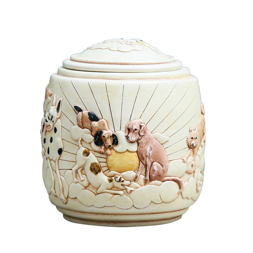 Wholesale Funeral Keepsake polyresin pet funeral supplies ashes casket pet resin  Cremation Pet Ash urns