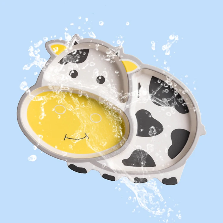 Cartoon Animal Print 5 Pack Set Children Bowl Dinner Plate Bamboo Fiber Kids Dinnerware set