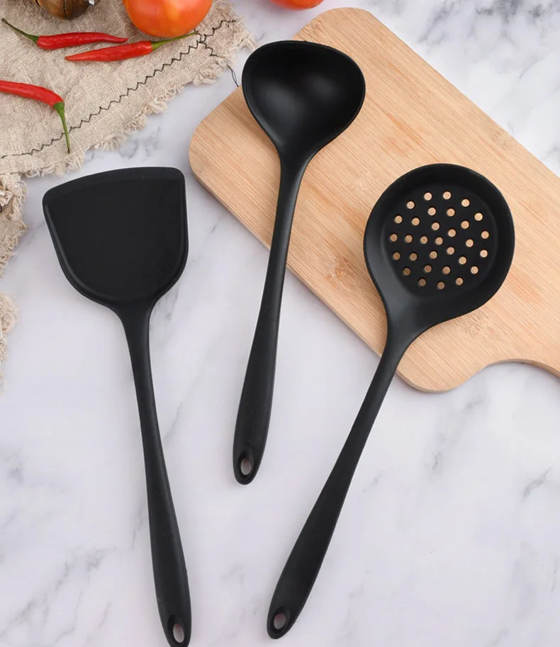 Custom Logo 6pcs Kitchen Gadgets Utensils Set Large Silicone Spatula Soup Ladle Pasta Server Cooking Utensils Set
