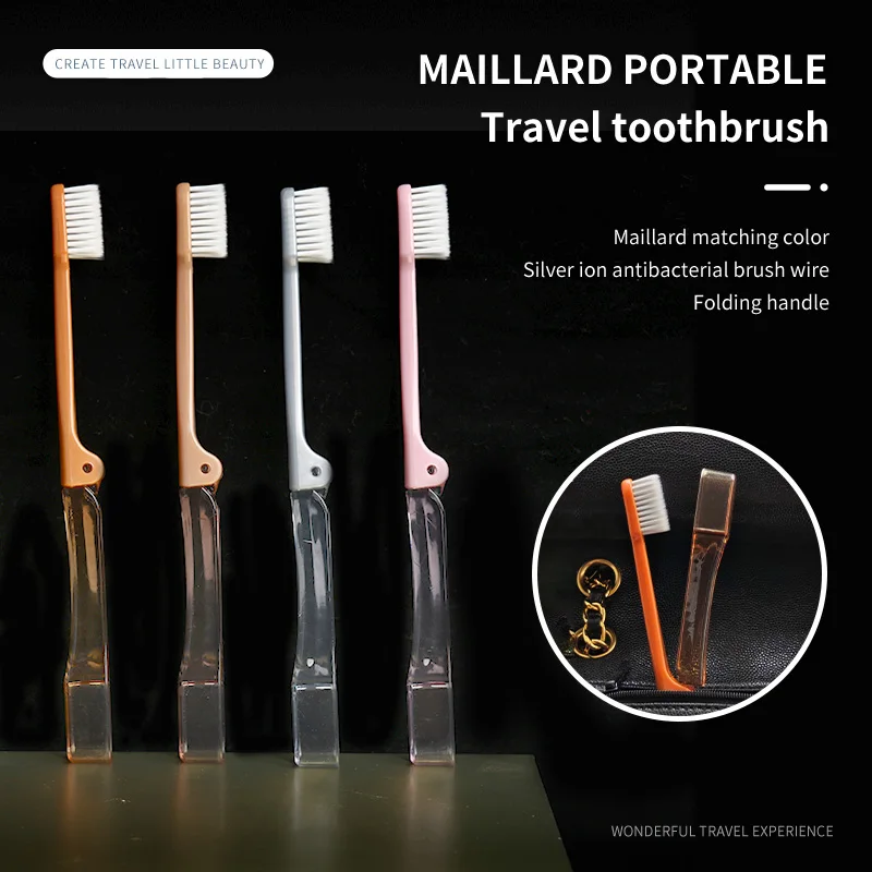 Adult Travel Toothbrush Folding Handle Silver Ion Soft Hair High Quality
