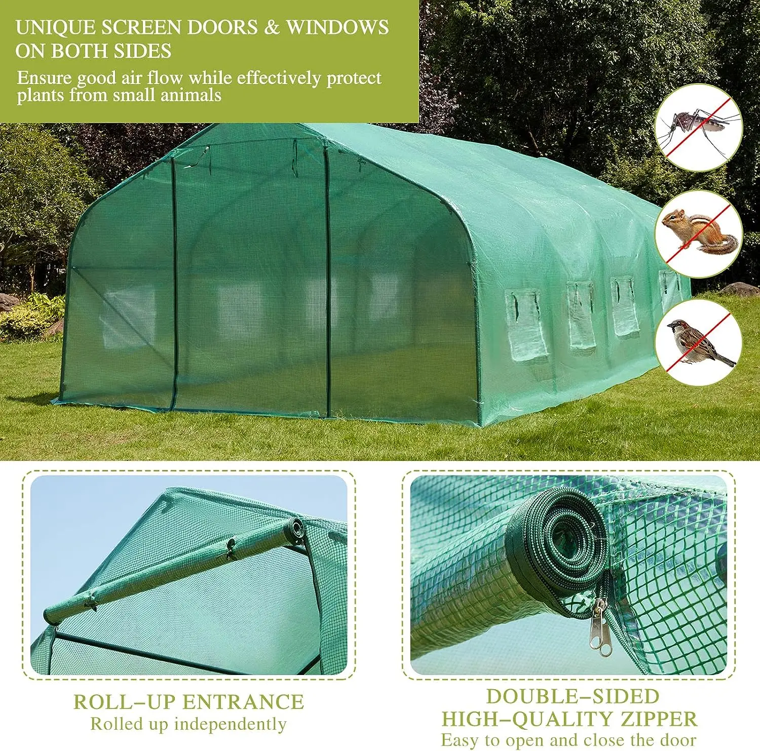 Large Outdoor Greenhouse 20x10x7 ft Walk in Garden Greenhouse Tunnel