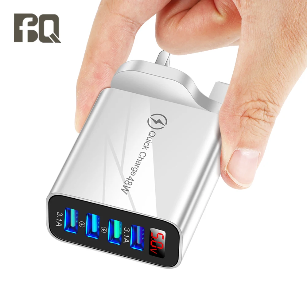 4usb Digital European American And British Standard Multi-Port Mobile Phone Wall Charger