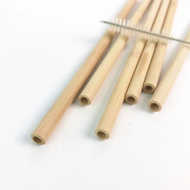 Biodegradable bamboo straw with drawstring bag Reusable Natural organic recycle bamboo straws