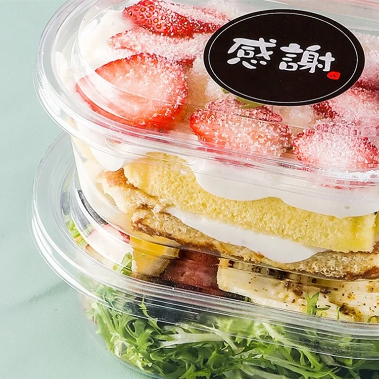 Oval Transparent Disposable food packaging boxes PET Plastic box for mousse cake snacks