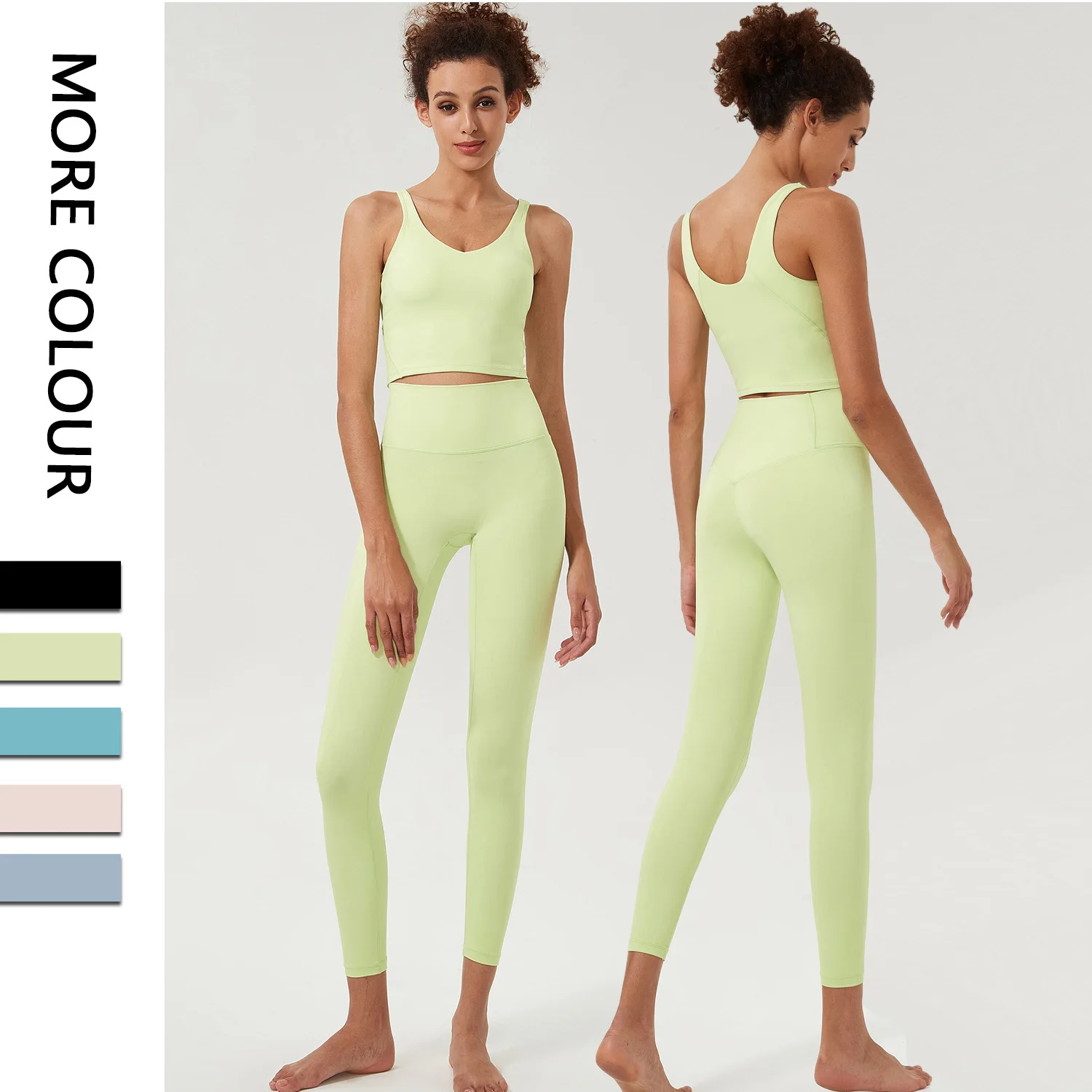 2022 women lulu nude yoga suit thin strips bra and long leggings high elastic two pieces running gym sportswear custom logo