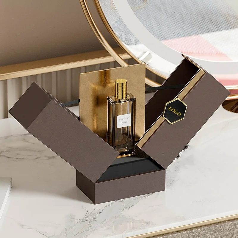 Изготовленный на заказ логотип Роскошная двойная открывающийся картон парфюм Косметическая Подарочная коробка Упаковка 100 мл флакон духов стеклянная премиум-класса