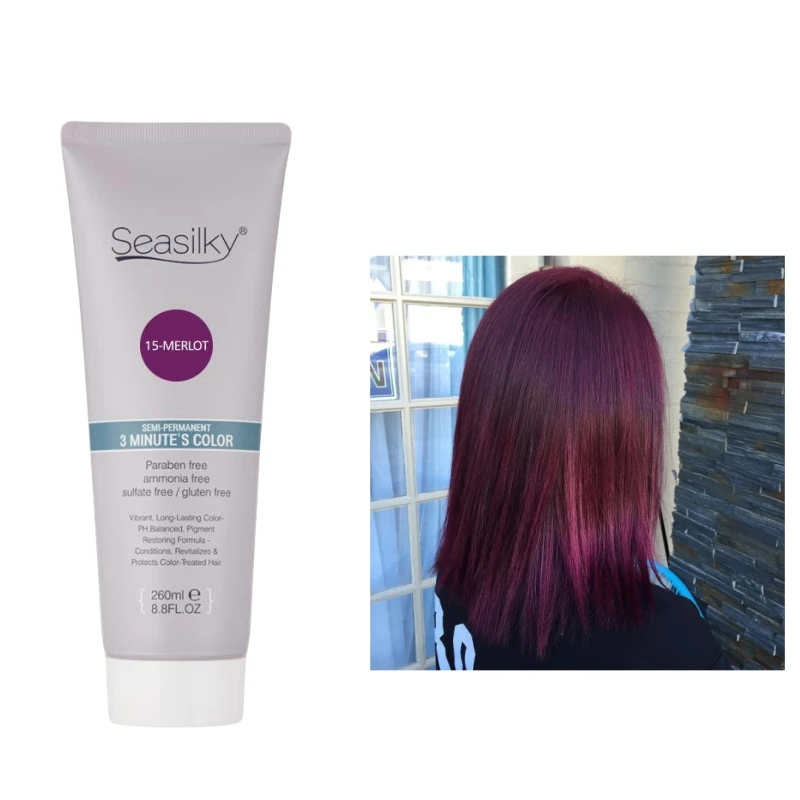 Fashion Merlot Semi-Permanent Color Cream For Hair Dyeing&Nourishing Ammonia-Free 260ml
