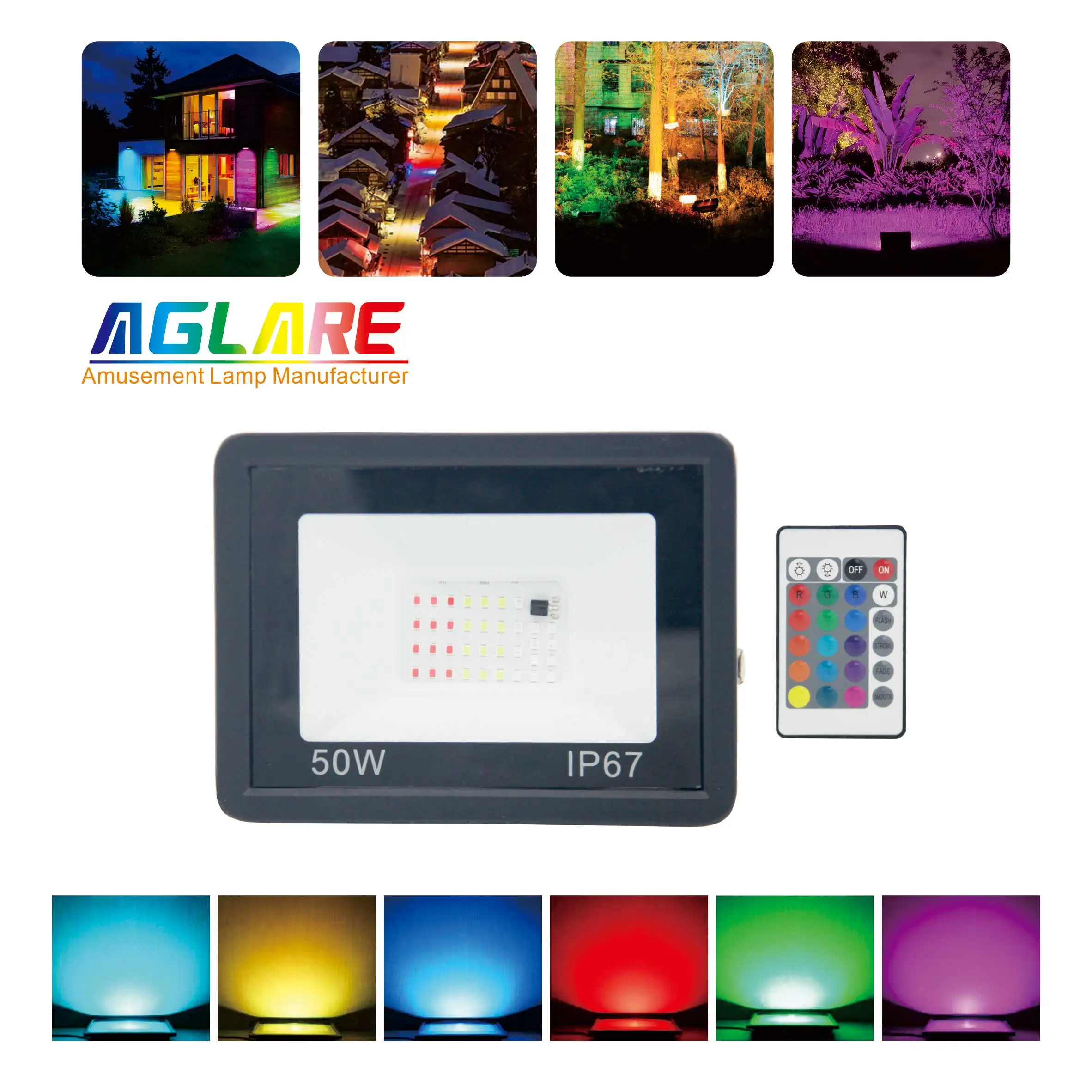 Aglare IP67 Водонепроницаемый 20 Вт/30 Вт/50 Вт/100 Вт/150 Вт/200 Вт прожектор наружный RGB садовый светодиодный