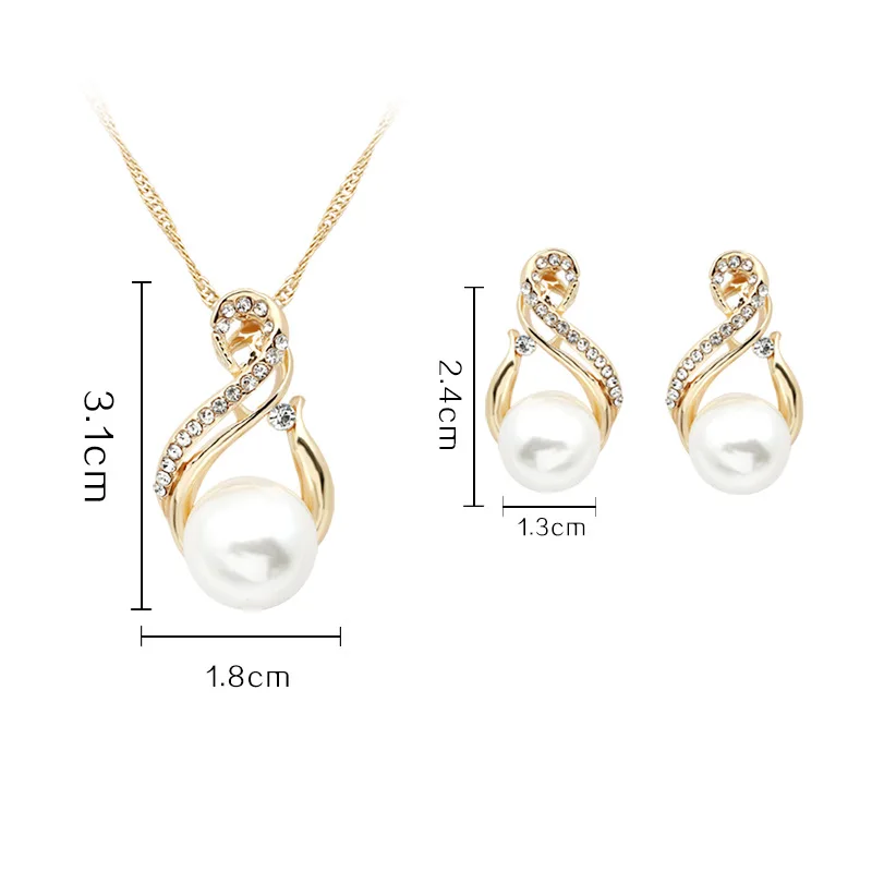 wholesale cheap charm bridal crystal pearl necklace earring jewelry set