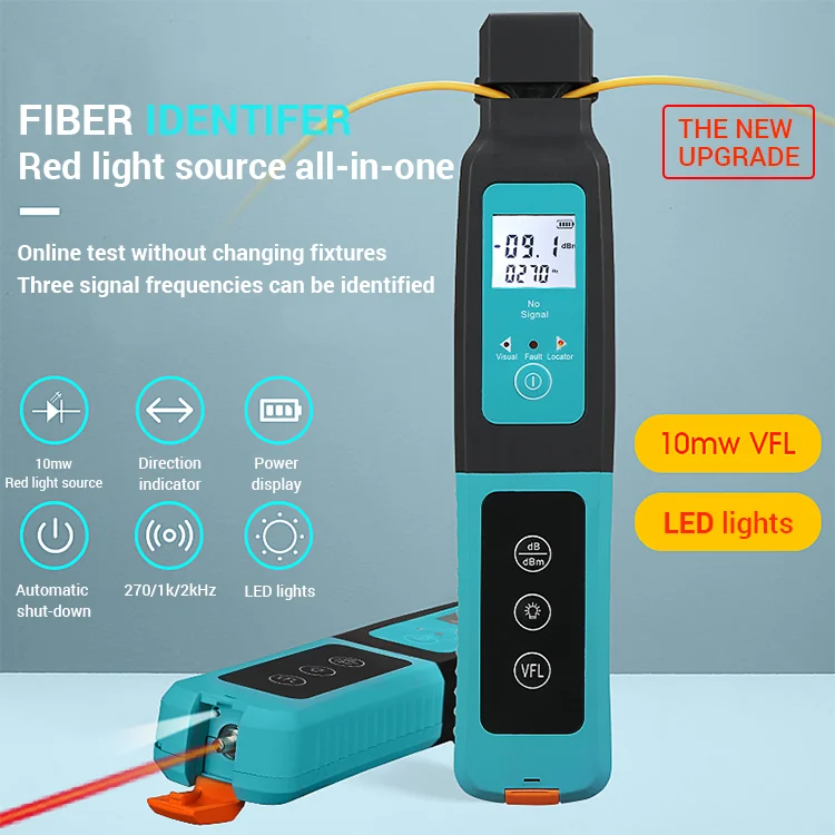 Active Optical Fiber Identifier Live Fiber Cable Tester Traffic Detector with Power Meter Visual Fault Locator 10mw VFL