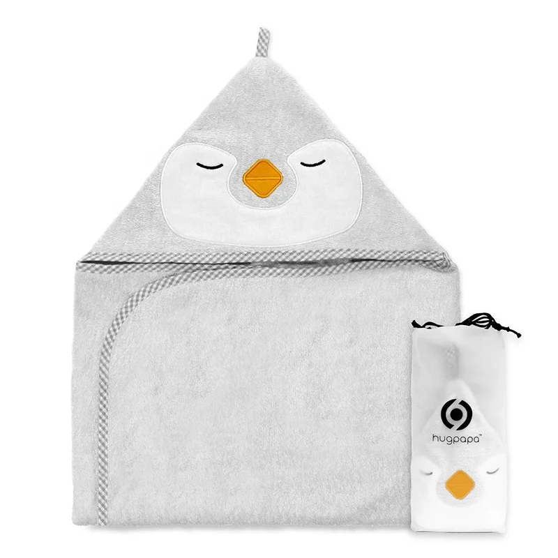 Luxury Newborn Bamboo Organic Thick Terry Animal Bath Hooded Baby Towel and Washcloth Set