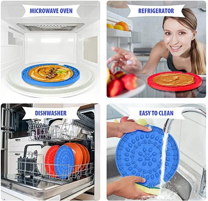 Custom Food Grade Durable Pet Bathing Grooming and Training Suction Slow Feeder Licking Pad Silicone Dog Lick Mat