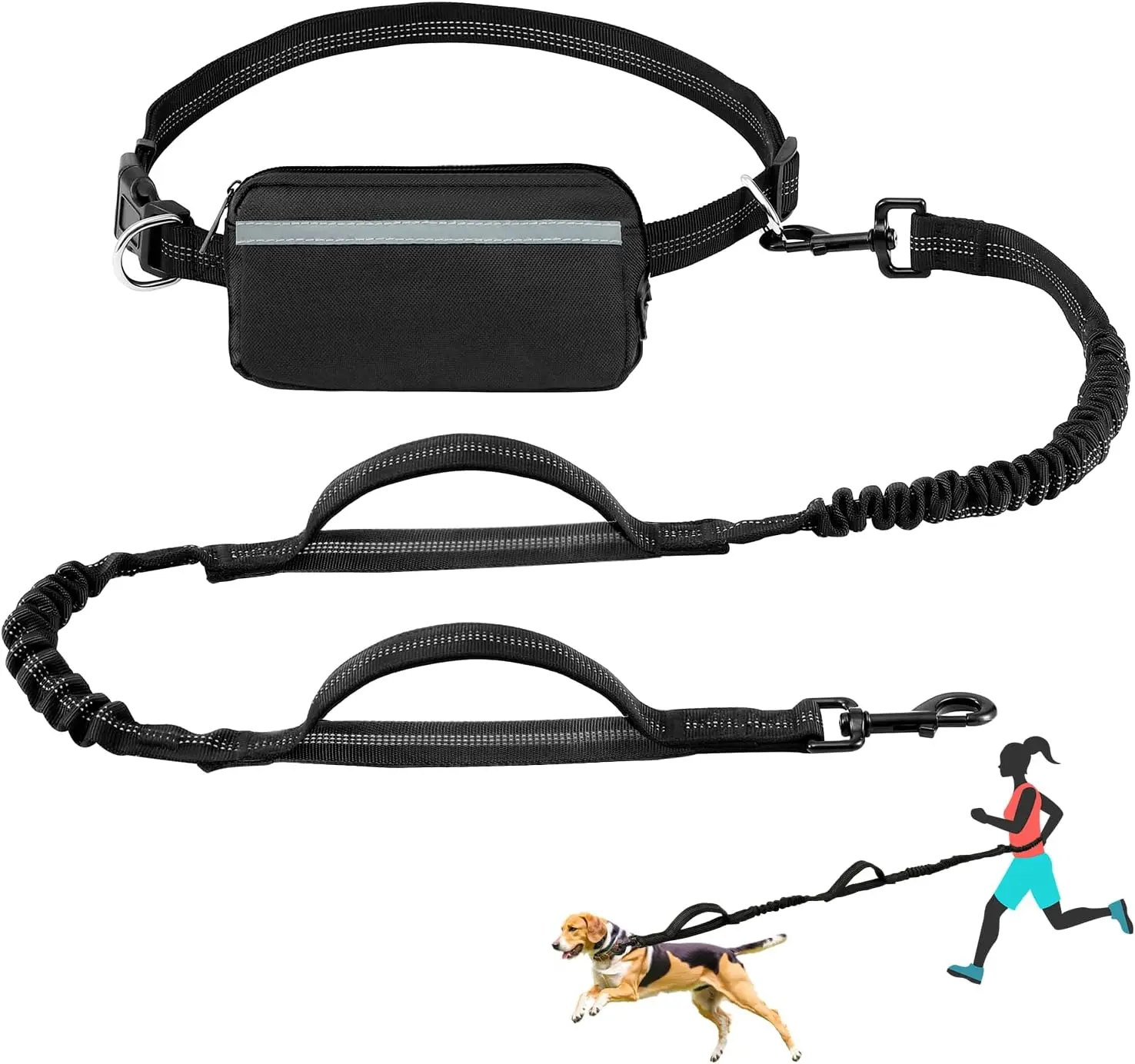 High Quality Plastic Waterproof Hands Free Dog Belt Rope Leash With Clamps For Outdoor Walking Running