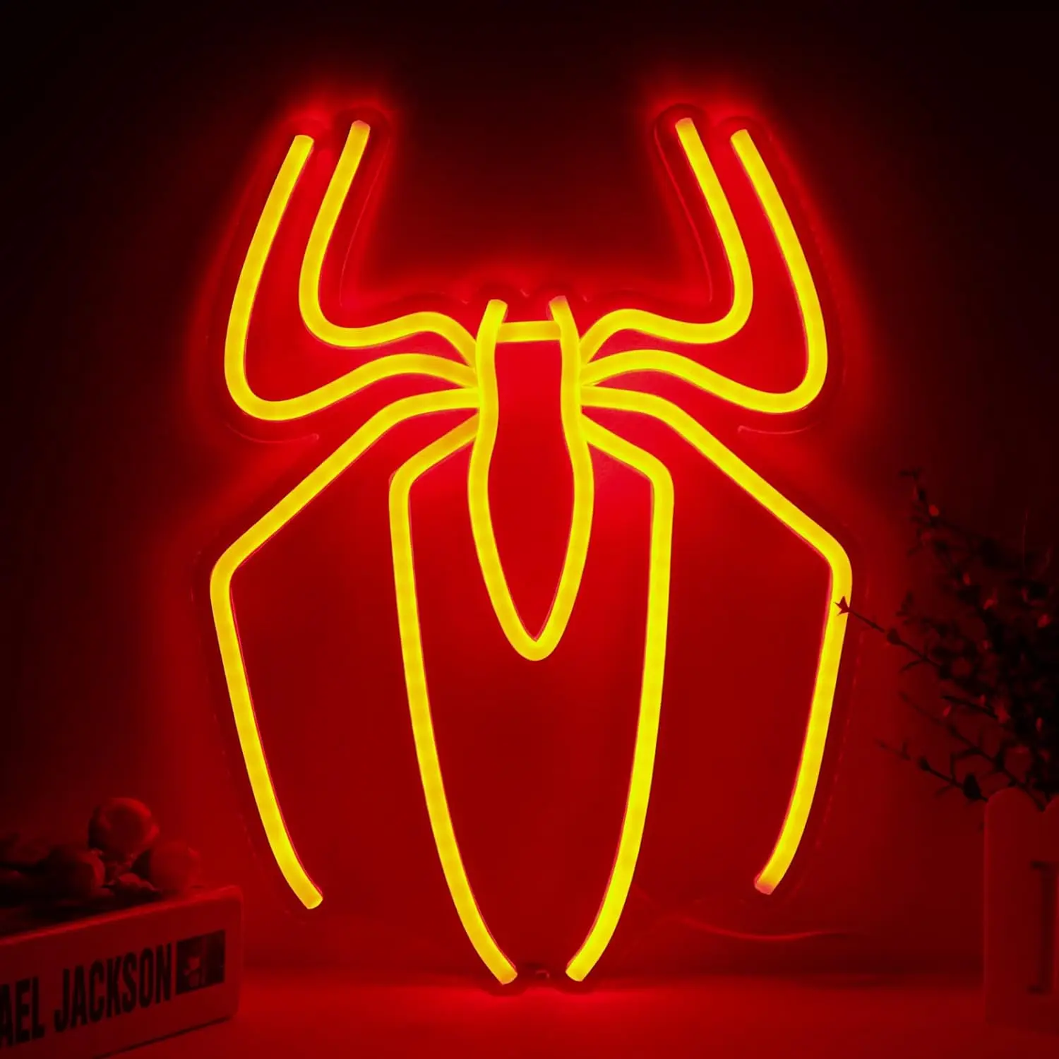 Dimmable Spiderman Neon Lights Red LED Wall Decor for Home Game Room Man Cave Bar Kids Room Spider Anime Sign