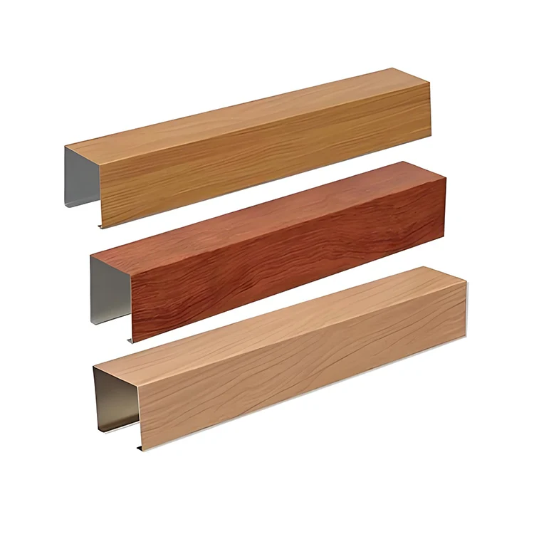Wood grain aluminum square tube Aluminum square pass ceiling ceiling Decorative wood grain Ceiling Partition