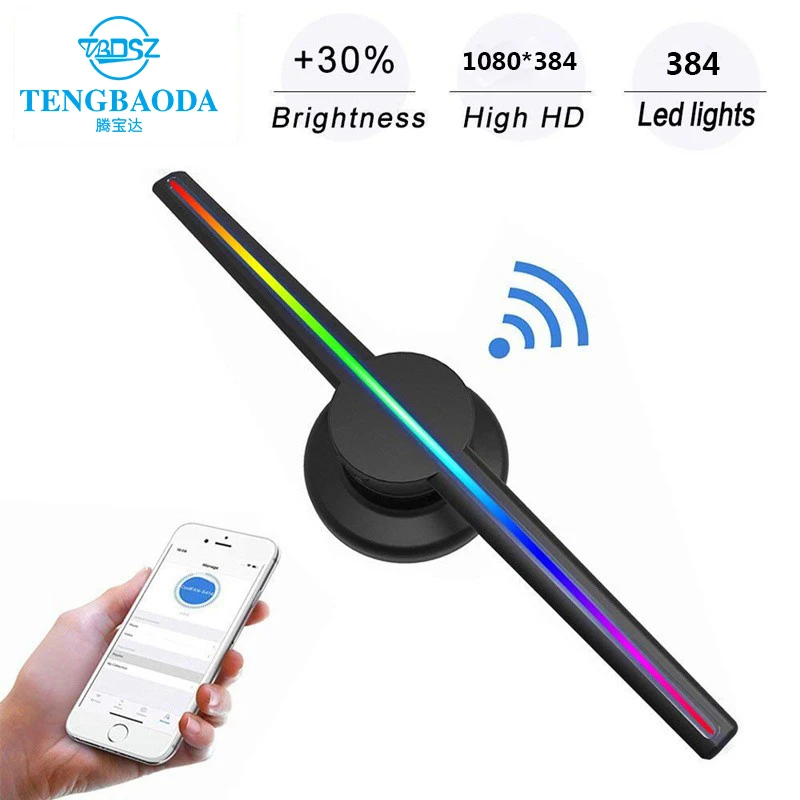 3D Wi-Fi 384 голографический рекламный дисплей светодиодный вентилятор 3d с управлением через