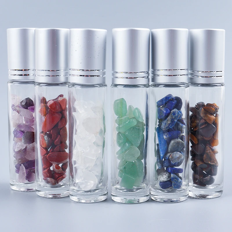 Crystal Jade ball Roller Bottle Essential Oil Crushed Stone Semi-precious Stone Roller Ball 10ml Roller Ball Eye Massage Bottle