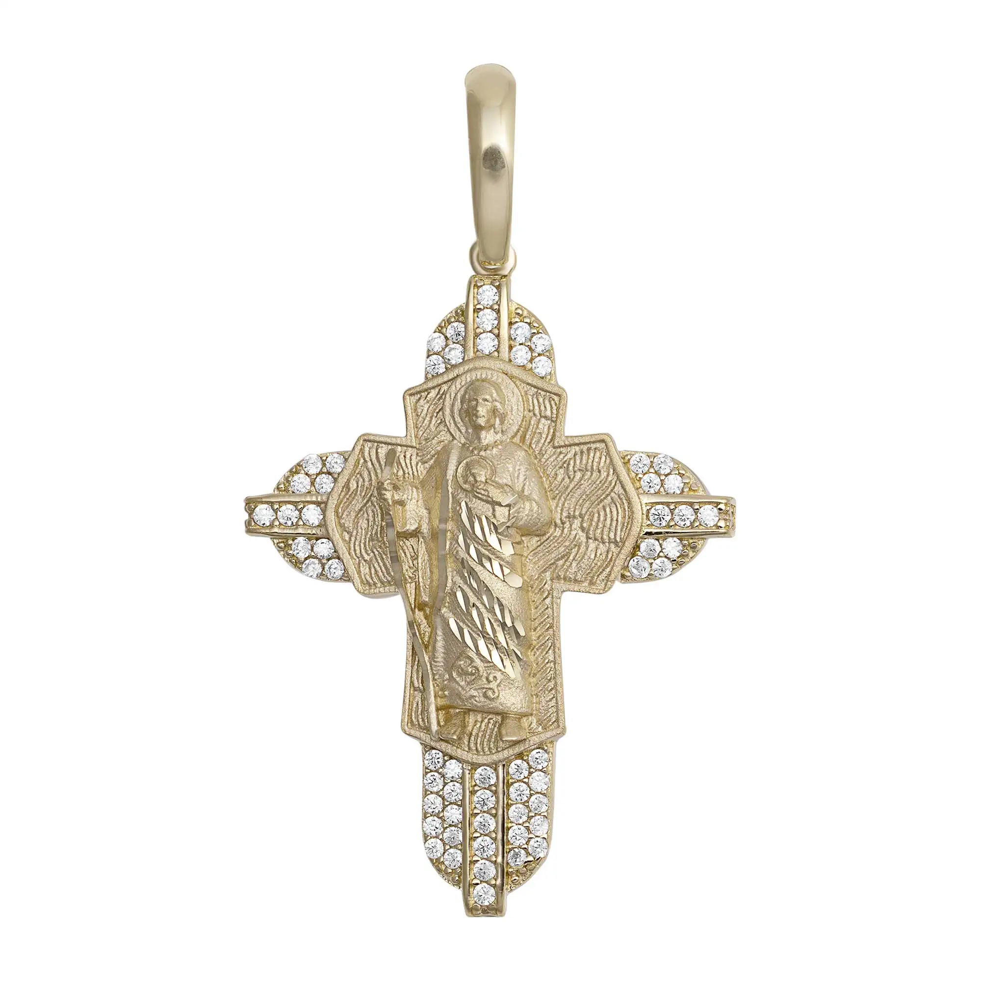 14K позолоченный St. Jude религия крест кулон