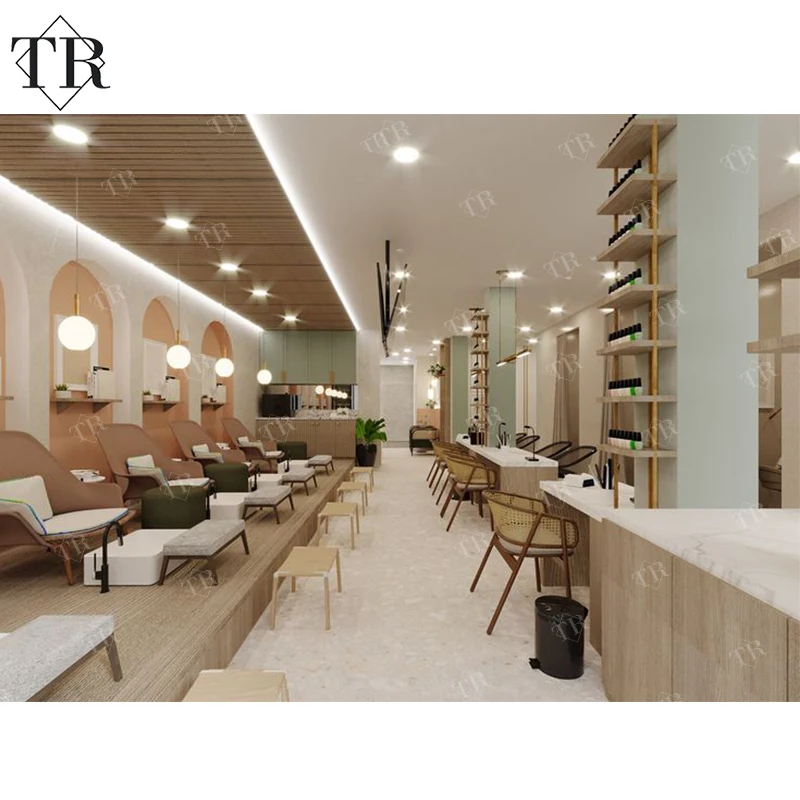 Turri Barber Salon Beauty Shop Custom 3D Modeling Interior Design Shampoo Manicure Pedicure Complete Salon Furniture Equipment