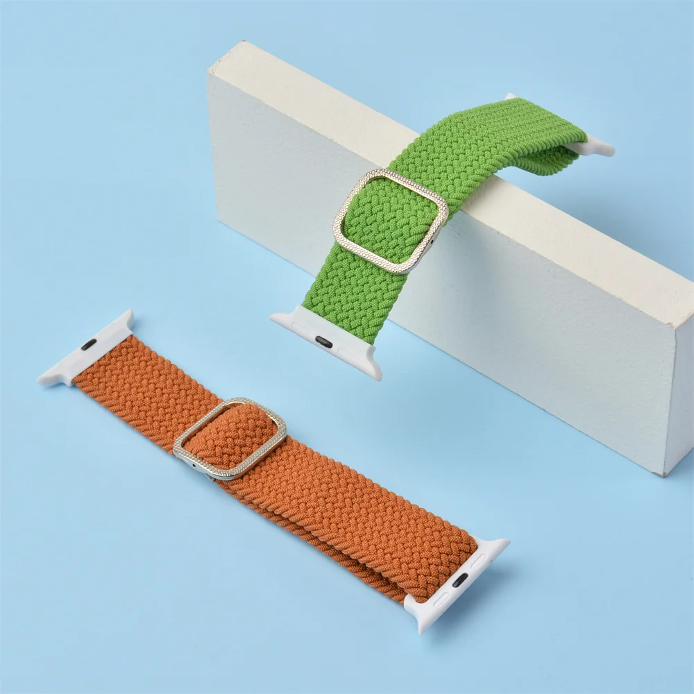 Adjustable Buckle Elastic Braided Nylon Watch Band For iWatch, For iWatch Ultra Adjustable Buckle Braided Nylon Strap