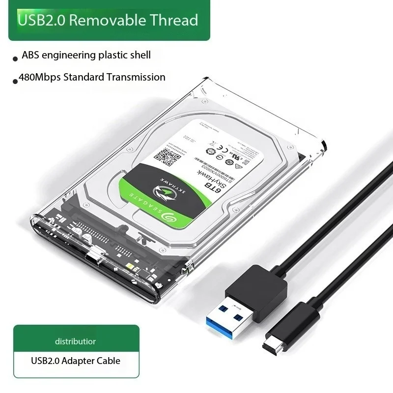 Factory Wholesale 2.5-inch External Hard Drive Case HDD SSD Enclosure Transparent Solid-state Hard Disk Case