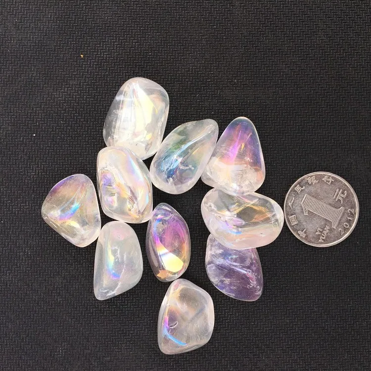 Hot Sale Rainbow Natural Aqua Angel Quartz Crystals Tumbled Chips Stone