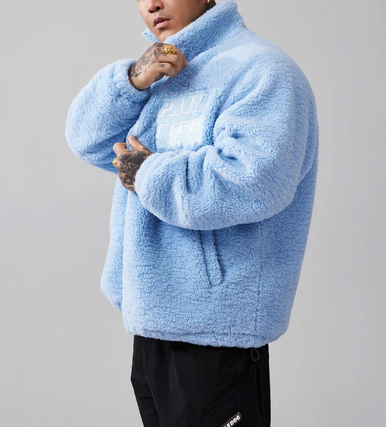 Wholesale winter Outdoor Clothing Mens Custom  Sherpa Jacquard trapstar Fleece Jacket 4