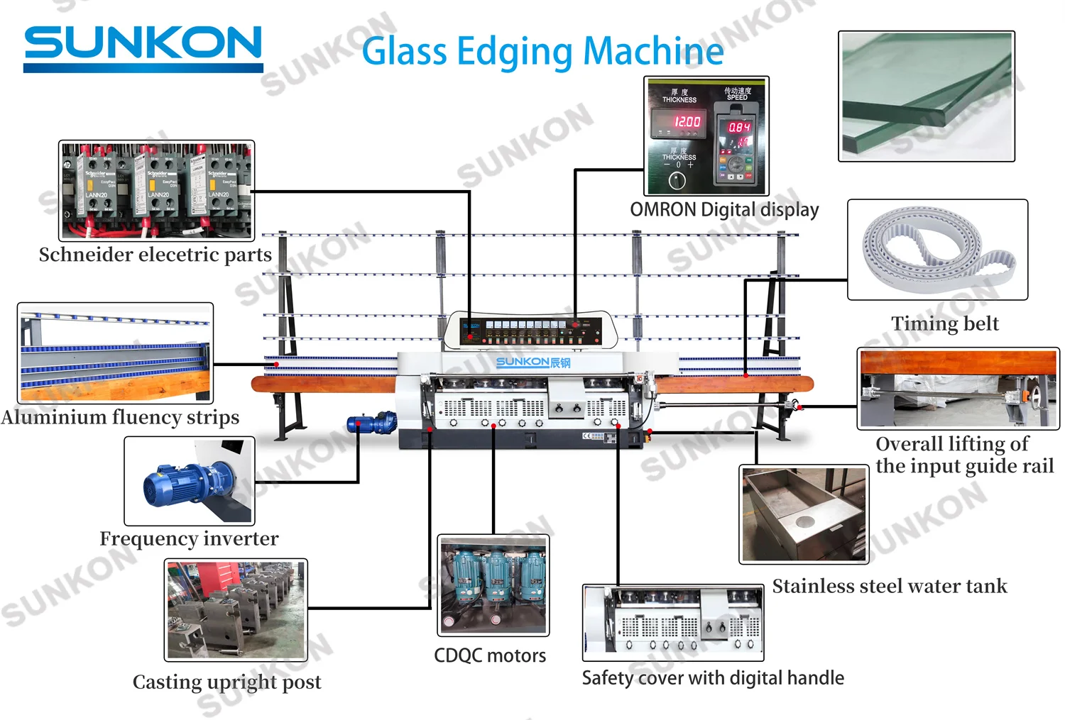 CGZ9325D Cnc 9 Motors Stainless Steel Automatic Glass Edger Machine